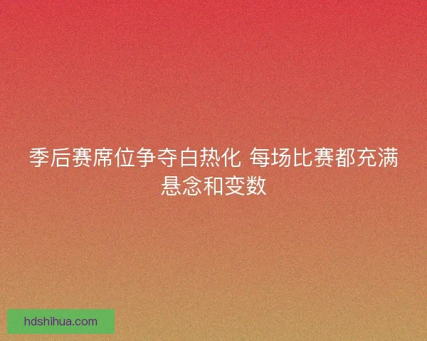 季后赛席位争夺白热化 每场比赛都充满悬念和变数