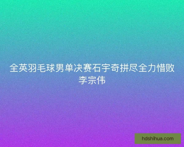 全英羽毛球男单决赛石宇奇拼尽全力惜败李宗伟