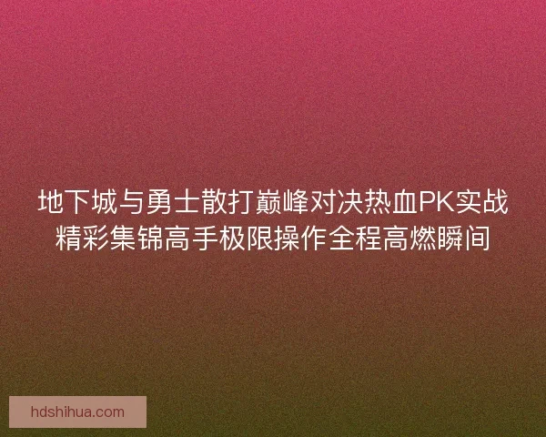 地下城与勇士散打巅峰对决热血PK实战精彩集锦高手极限操作全程高燃瞬间